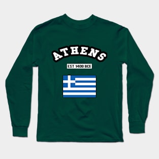 🏺 Athens Greece Strong, Greek Flag, Est 1400 BCE, City Pride Long Sleeve T-Shirt